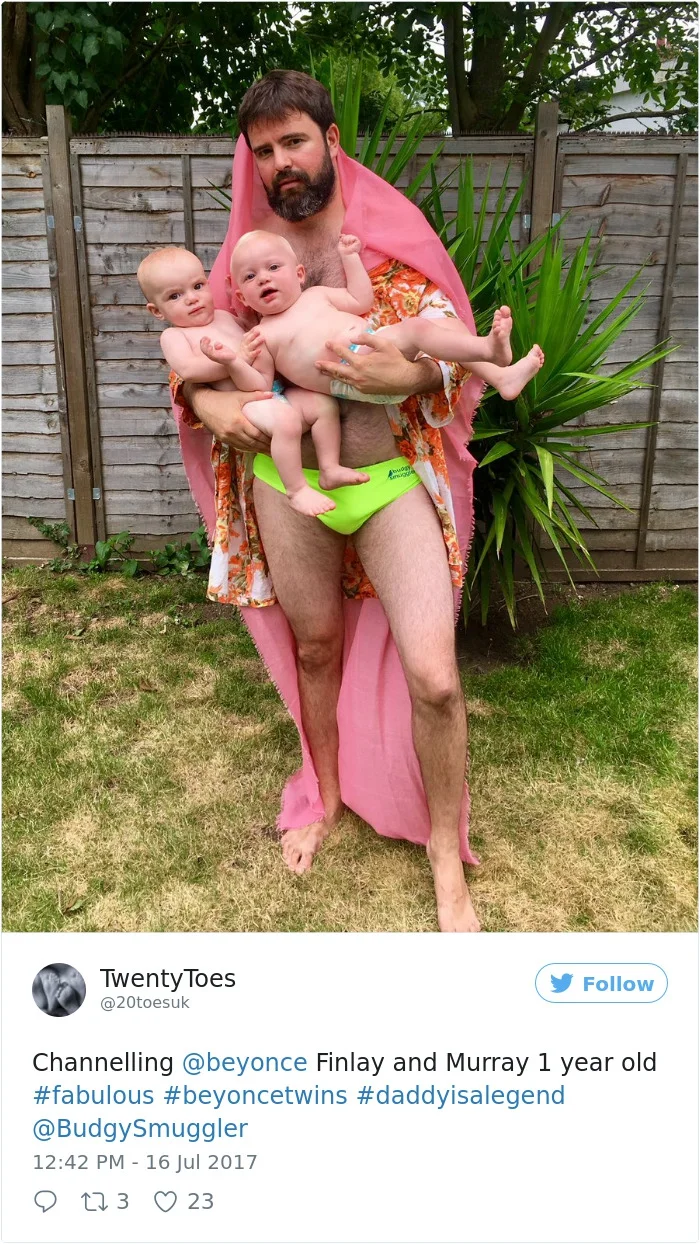 Веселые родители пародируют фото Бейонсе с младенцами - фото 327830