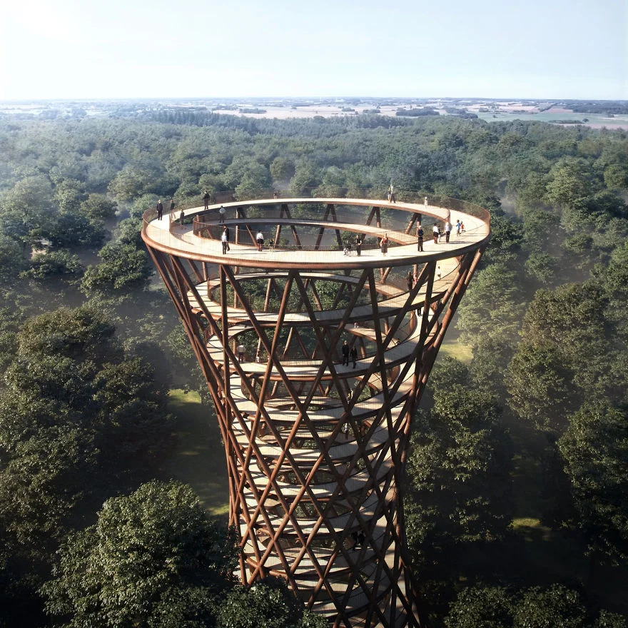 В Дании строится огромный спиральный мост над лесом - фото 342008