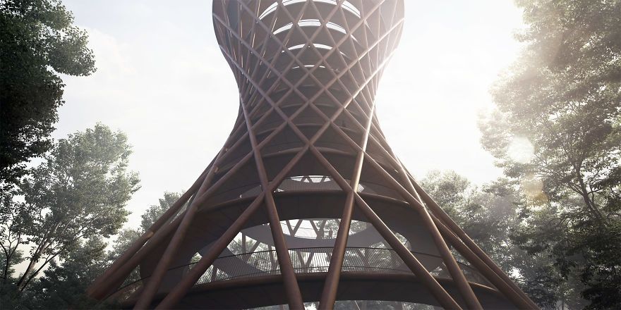 В Дании строится огромный спиральный мост над лесом - фото 342000