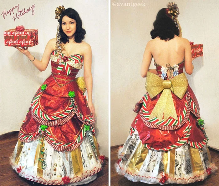 Девушка делает фантастические платья из оберточной бумаги и одевает их на вечеринки - фото 360381