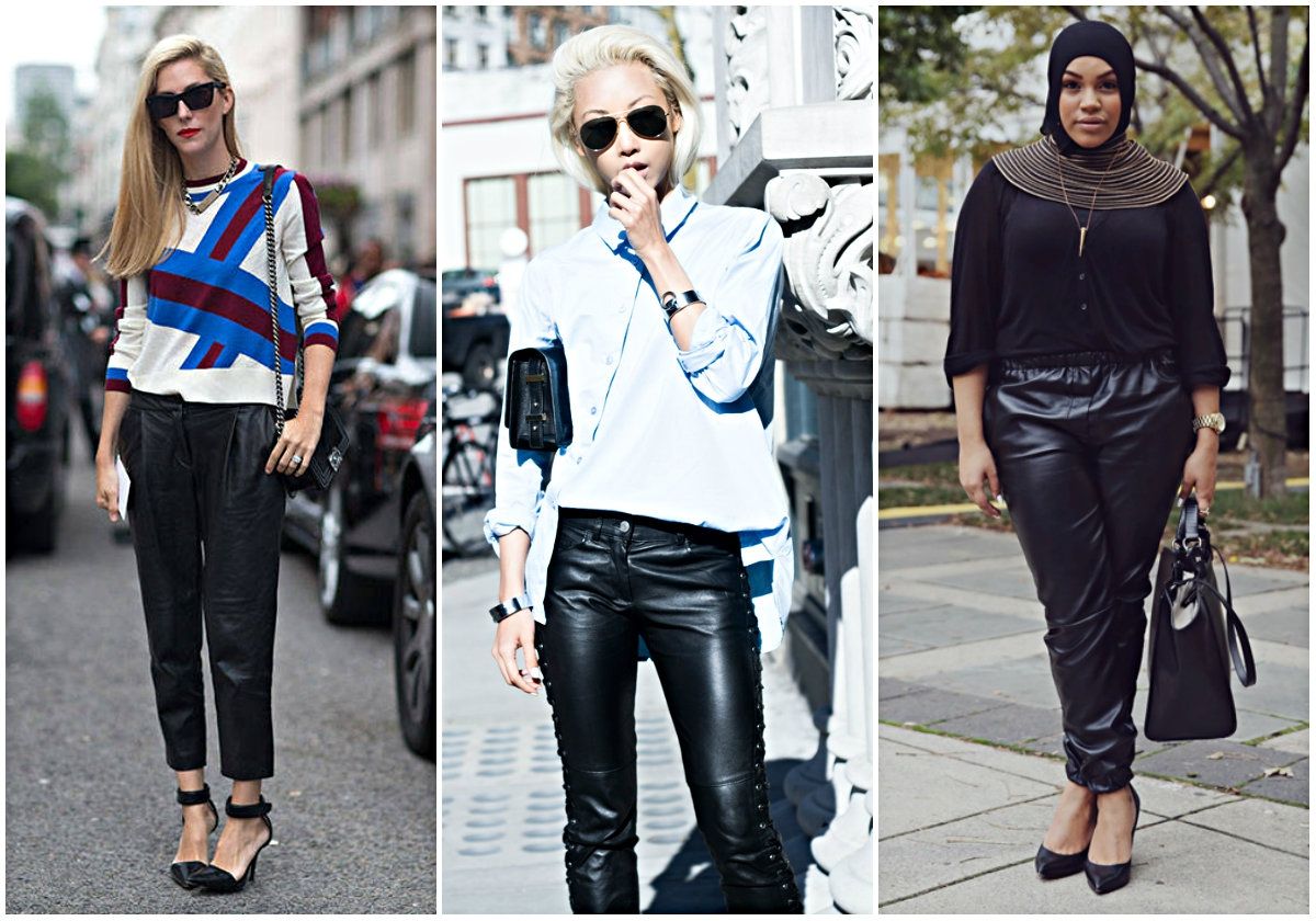 Кожаные брюки - беспроигрышный тренд на весну 2018 - фото 365470