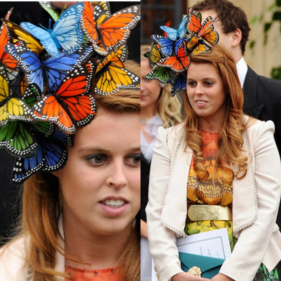 12 удивительных шляпок от членов королевских семей, которые они обожают одевать на свадьбы - фото 383585