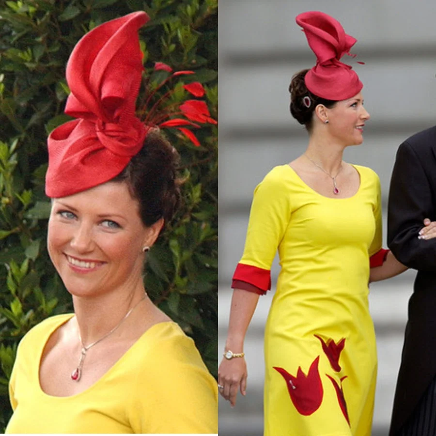 12 удивительных шляпок от членов королевских семей, которые они обожают одевать на свадьбы - фото 383580