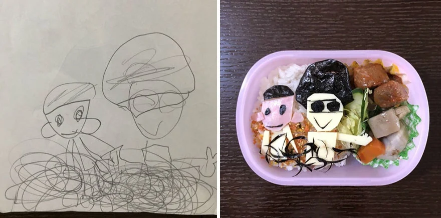 Люблячий татко перетворює малюнки доньки у прикольну їжу - фото 386856