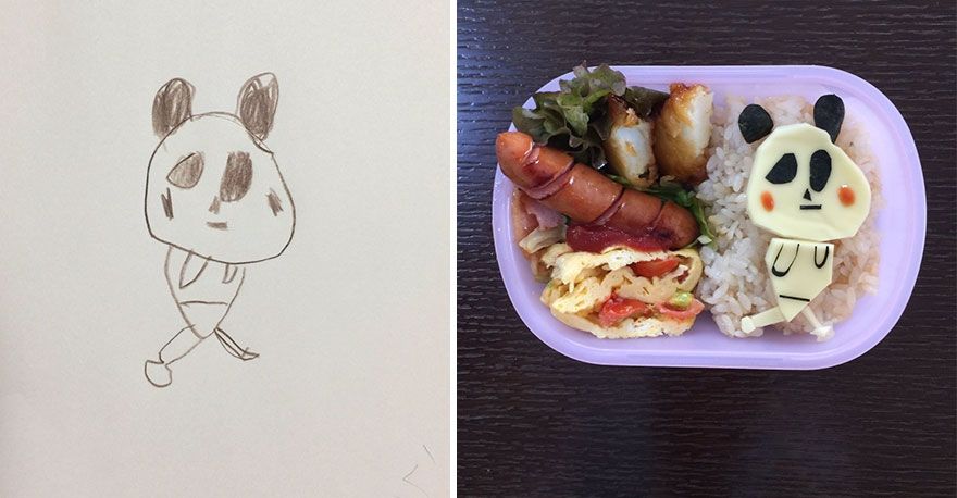 Любящий отец превращает рисунки дочери в прикольную еду - 386848 Любящий отец превращает рисунки дочери в прикольную еду - фото 386848