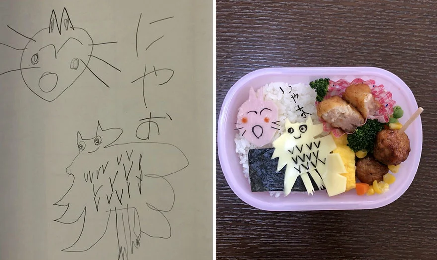 Люблячий татко перетворює малюнки доньки у прикольну їжу - фото 386851