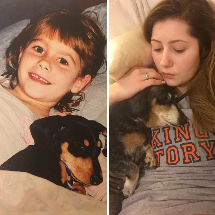 Тогда и сейчас: люди показали трогательные фото, как взрослели со своими собаками - фото 389008