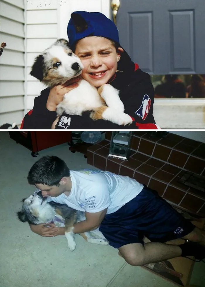 Тогда и сейчас: люди показали трогательные фото, как взрослели со своими собаками - фото 389013