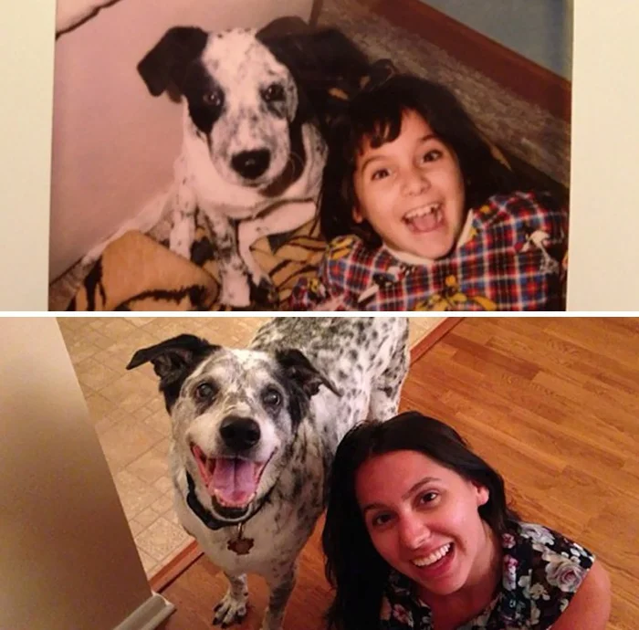 Тогда и сейчас: люди показали трогательные фото, как взрослели со своими собаками - фото 389010