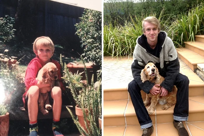 Тогда и сейчас: люди показали трогательные фото, как взрослели со своими собаками - фото 389009