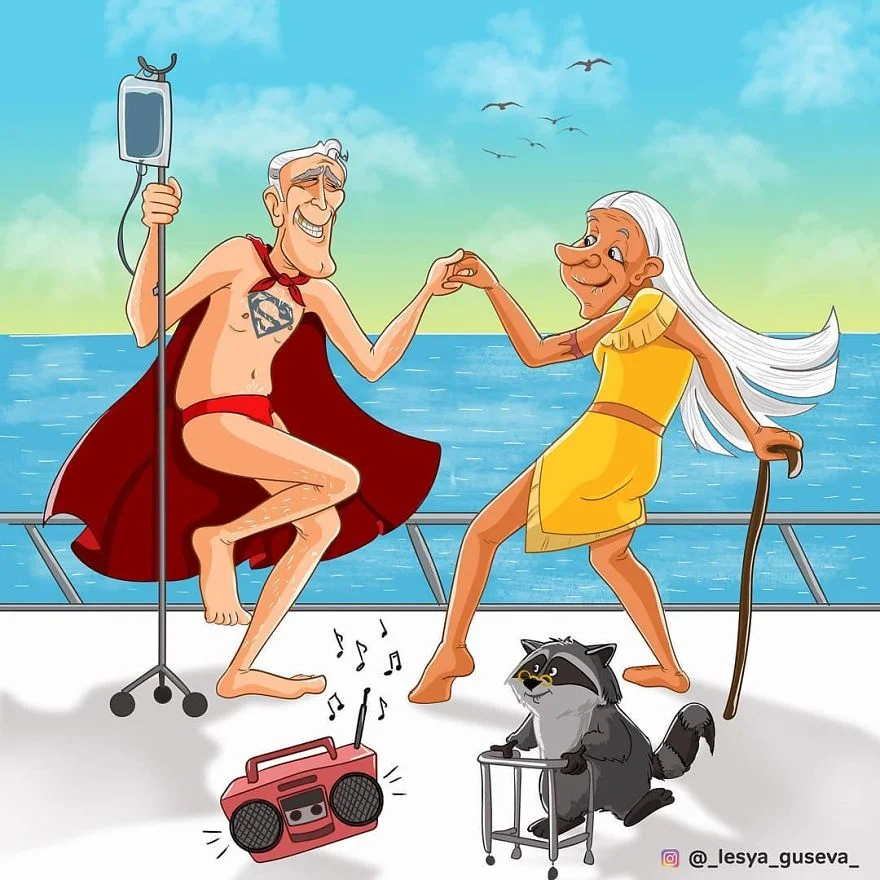 Как бы выглядели супергерои на пенсии - смешные иллюстрации, которые вас очень порадуют - фото 389606