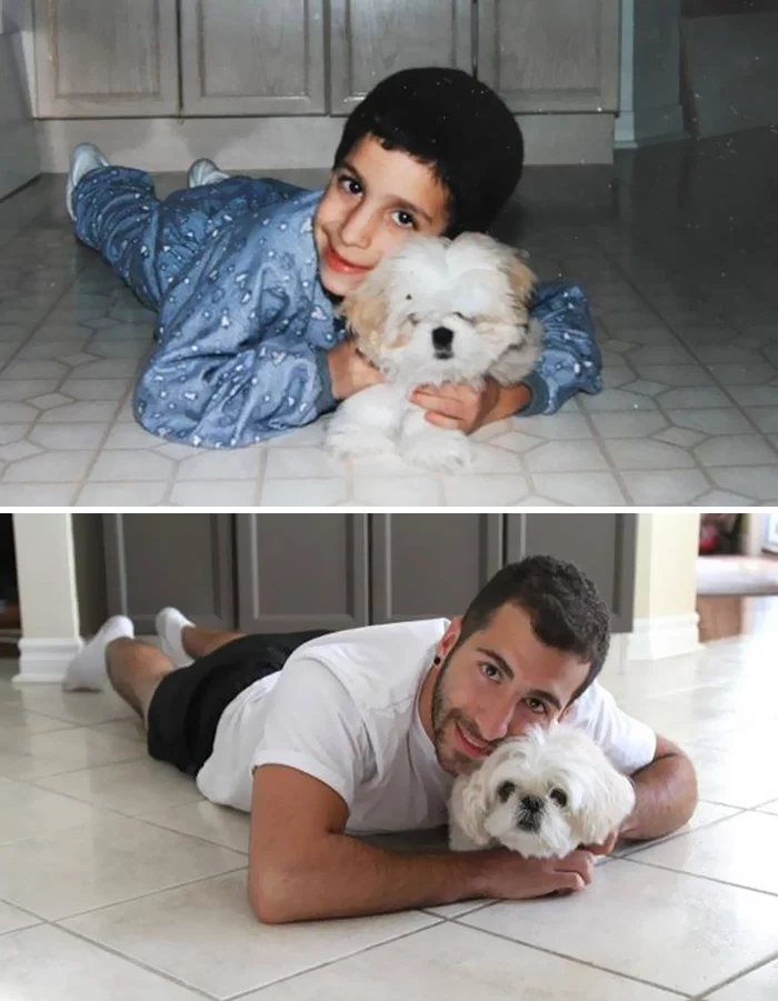 Тогда и сейчас: люди показали трогательные фото, как взрослели со своими собаками - фото 389007