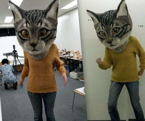 Японцы придумали новый тренд и теперь носят огромные кошачьи головы из шерсти - фото 393902