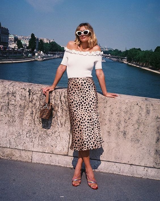 Леопардовая юбка по колено - тренд, без которого невозможно больше жить - фото 396171