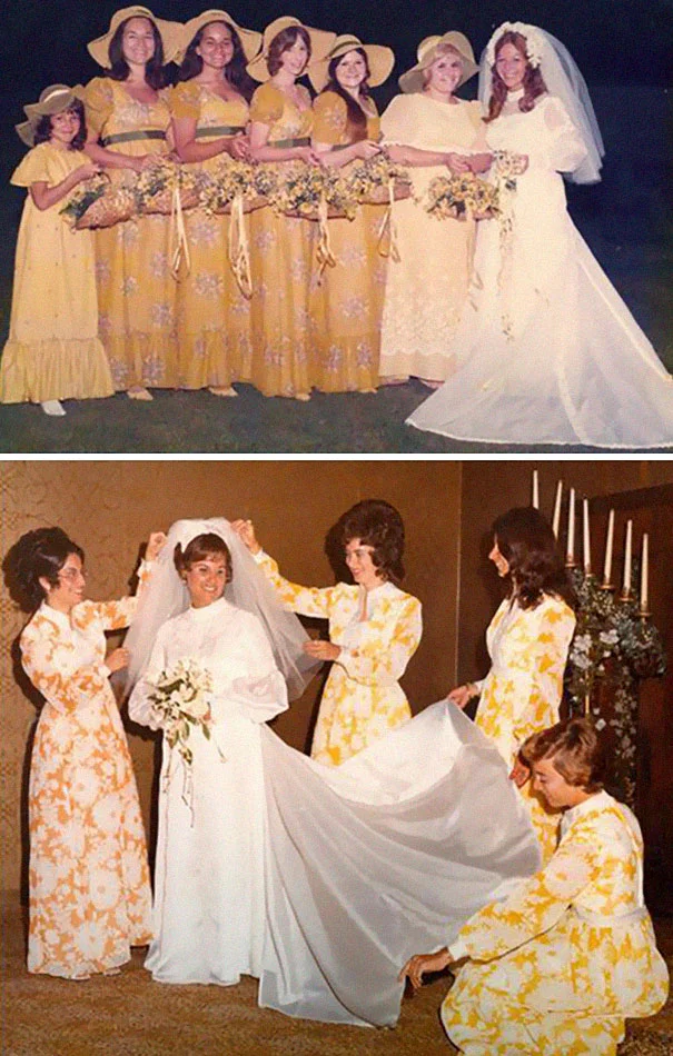 Эти сумасшедшие винтажные платья подруг невесты заставят вас хорошенько посмеяться - фото 396375