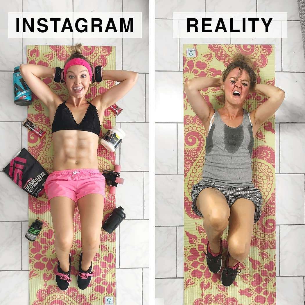 Жінка кумедно показує, що ідеальні фото в Instagram далекі від реальності - фото 401269