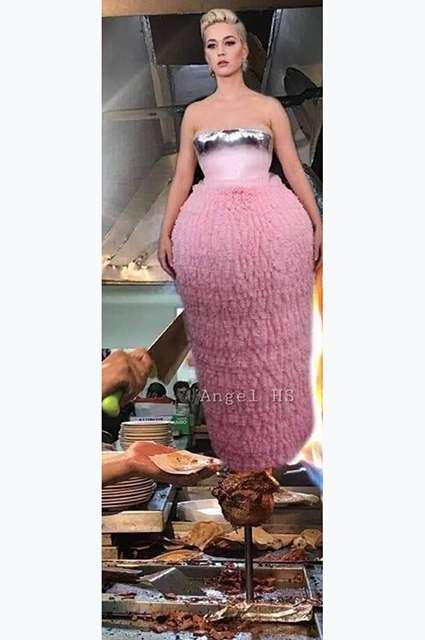 Кэти Перри как шаурма и странное платье Cardi B - смешные мемы на Грэмми 2019 - фото 421650