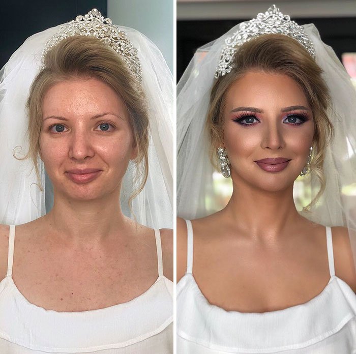 Потрясающие фото, как макияж меняет девушек с недостатками на красивых невест - фото 424254
