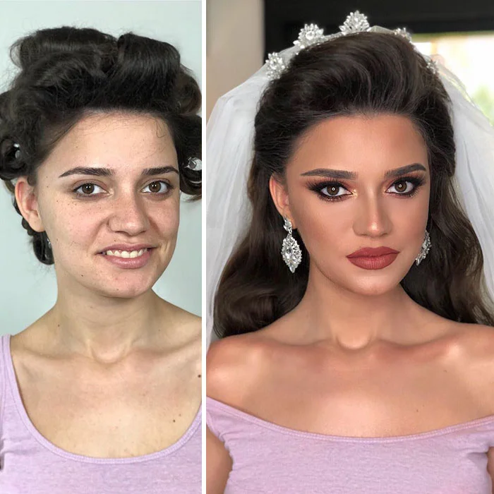 Потрясающие фото, как макияж меняет девушек с недостатками на красивых невест - фото 424255