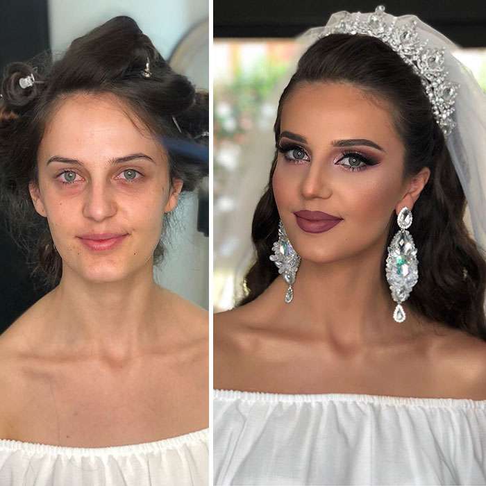 Потрясающие фото, как макияж меняет девушек с недостатками на красивых невест - фото 424256