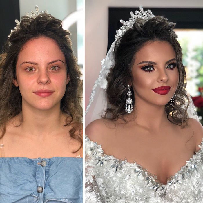 Потрясающие фото, как макияж меняет девушек с недостатками на красивых невест - фото 424257