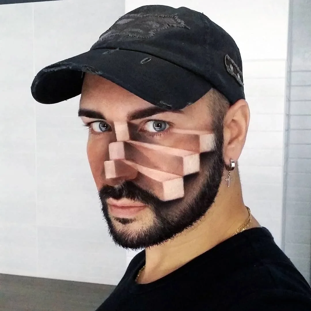 Мужчина делает нереальный макияж, который похож на оптическую иллюзию - фото 427341