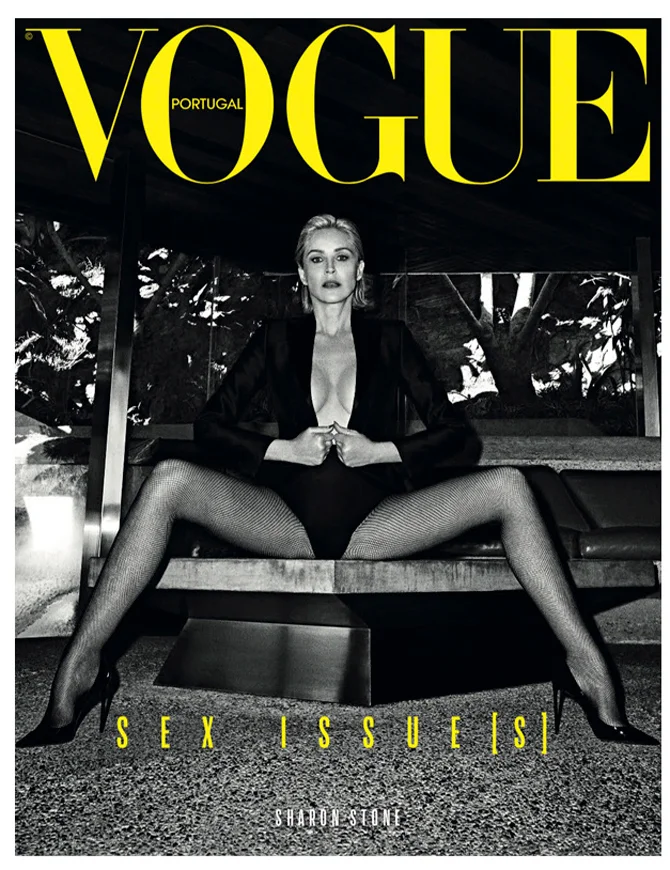 Провокаційна Шерон Стоун повністю оголила груди для секс-випуску португальського Vogue - фото 431878