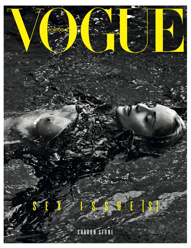 Провокаційна Шерон Стоун повністю оголила груди для секс-випуску португальського Vogue - фото 431879