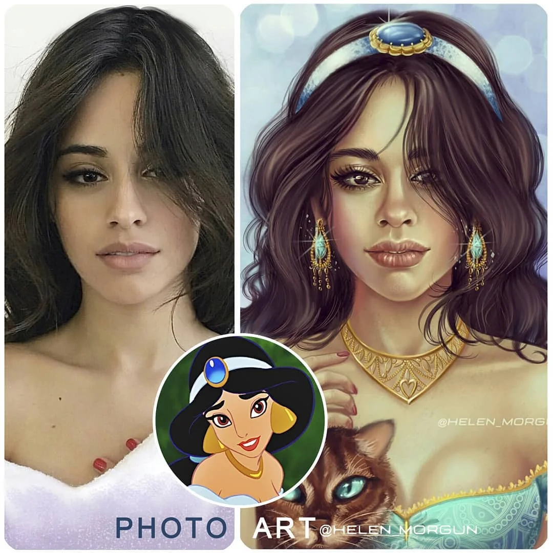 Художница показала, как бы выглядели знаменитости, если бы они были принцессами Disney - фото 433784