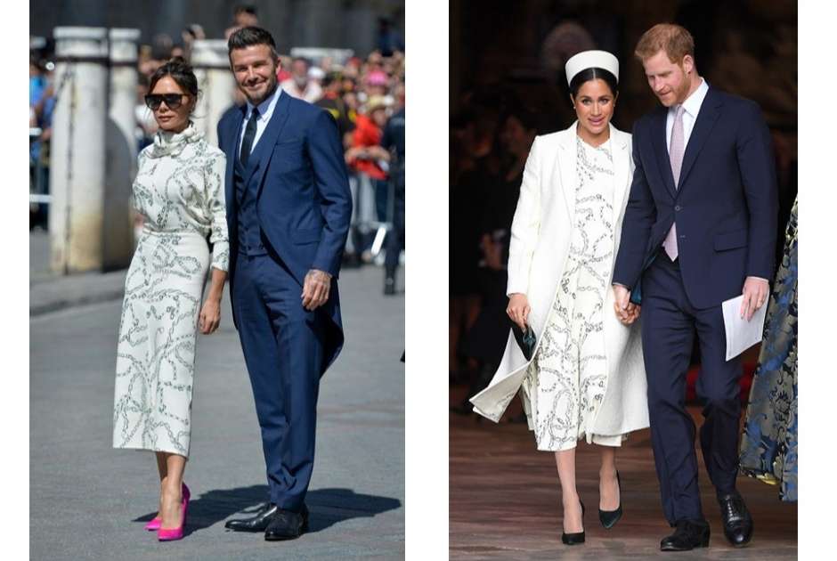Модная битва: Маркл и Бекхэм примеряли одинаковые платья, и трудно определить, кому идет - фото 438333