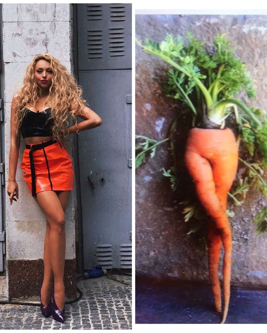 Неистовая Оля Полякова и себя потроллила, и собственно фото с морковью сравнила - фото 441590
