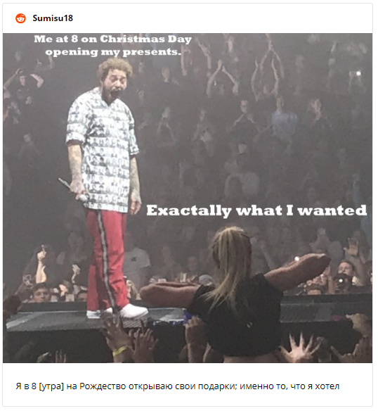 Фанатка показала известному рэперу Post Malone грудь, и его бурная реакция стала мемом - фото 452588