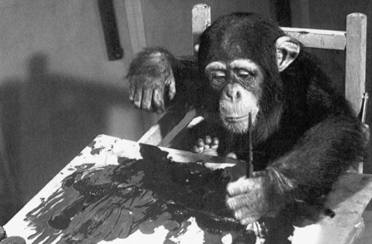 В лондонской галерее будут продавать картины, которые написал шимпанзе Конго - фото 453067