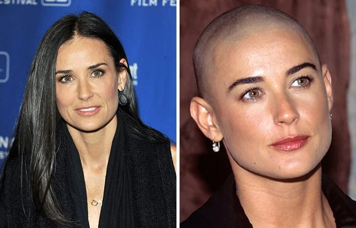 Гладкая подборка: голливудские звезды до и после того, как решились побрить голову - фото 453989