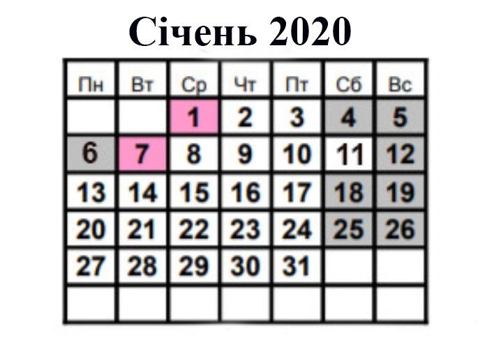 Вихідні у січні 2020: скільки вихідних буде в Україні - 454819 Вихідні у січні 2020: скільки вихідних буде в Україні - фото 454819