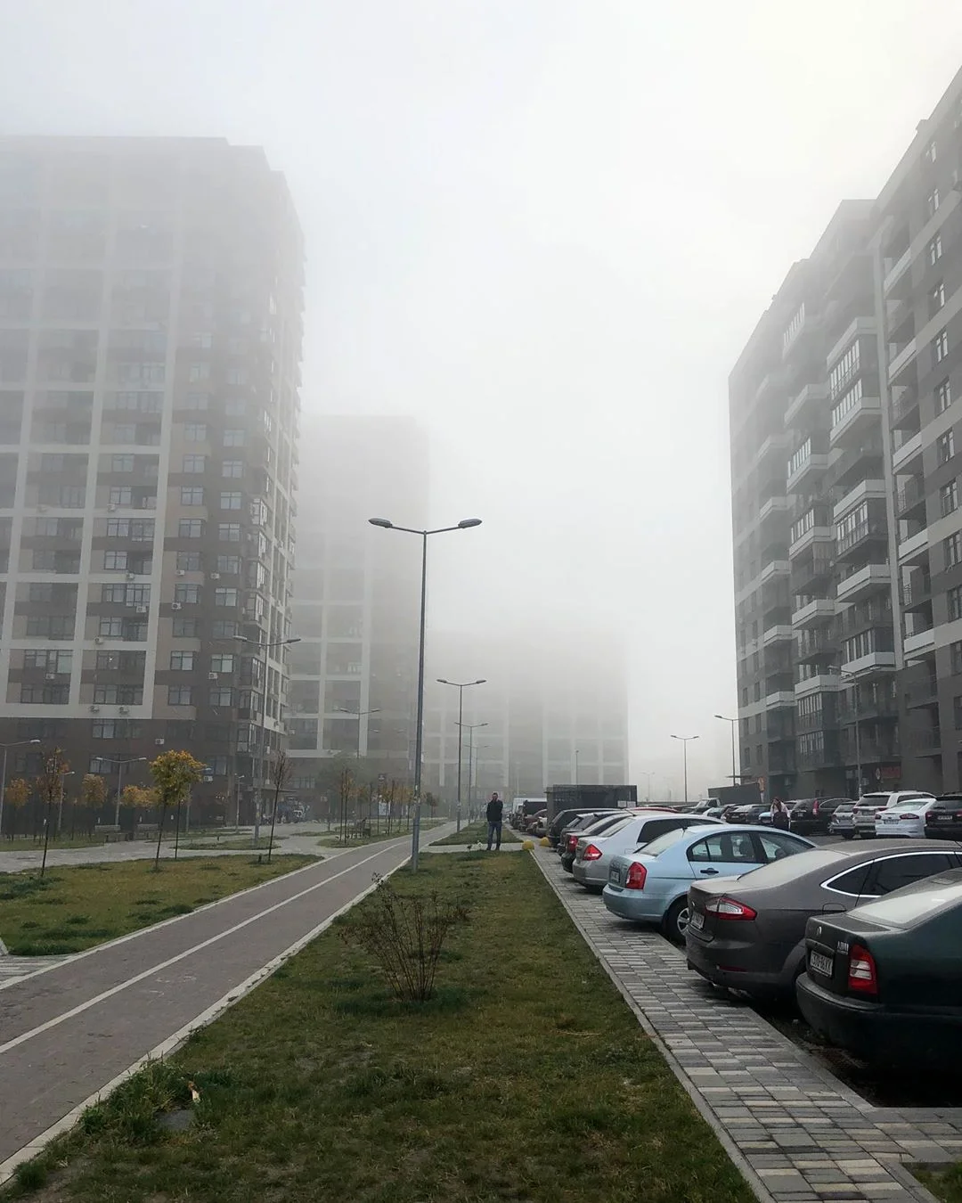 Київ поринув у густий туман через смог, і ці фото, наче з фільму жахів - фото 455322