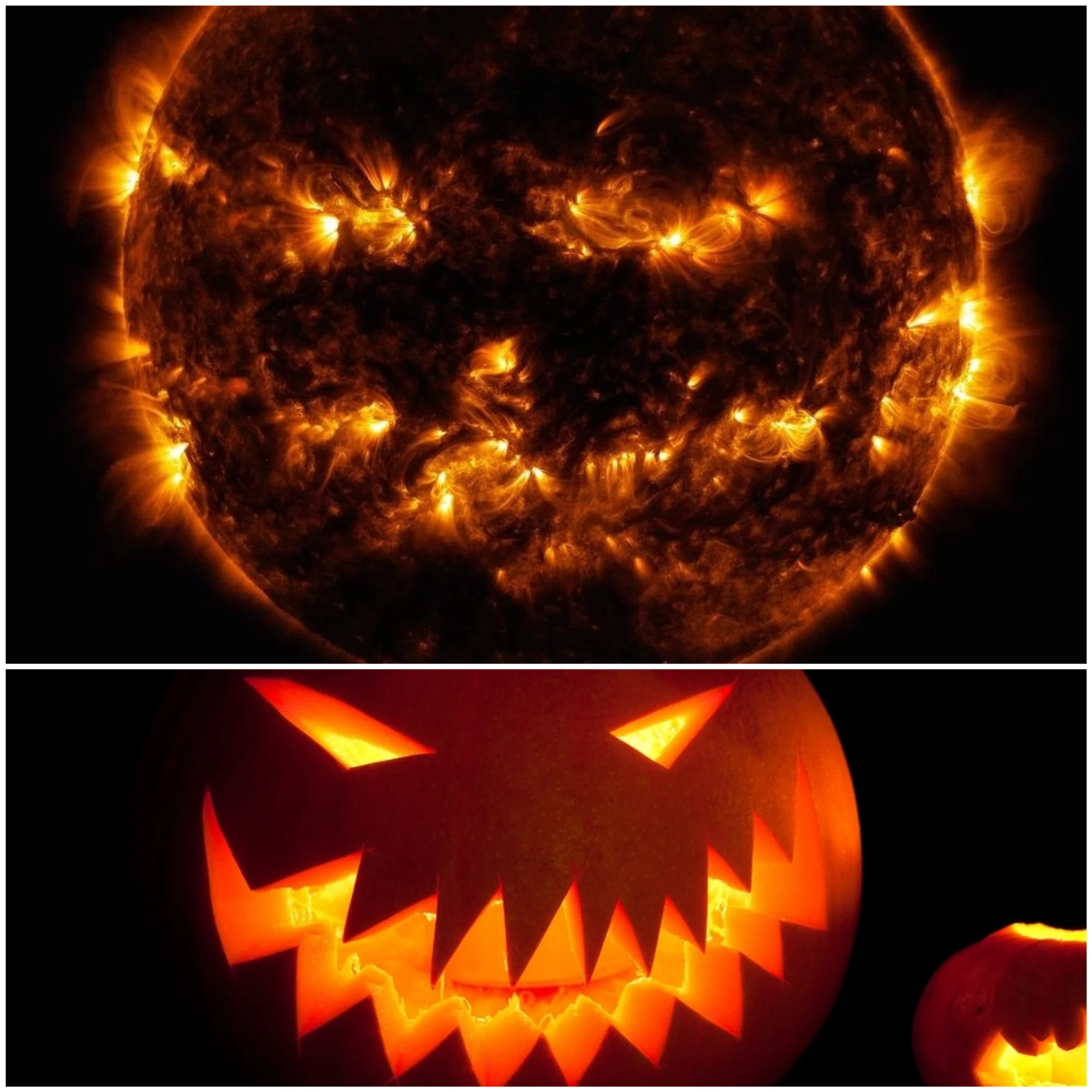 В честь Хэллоуина NASA опубликовало фото Солнца, что похоже на жуткую тыкву - фото 455691