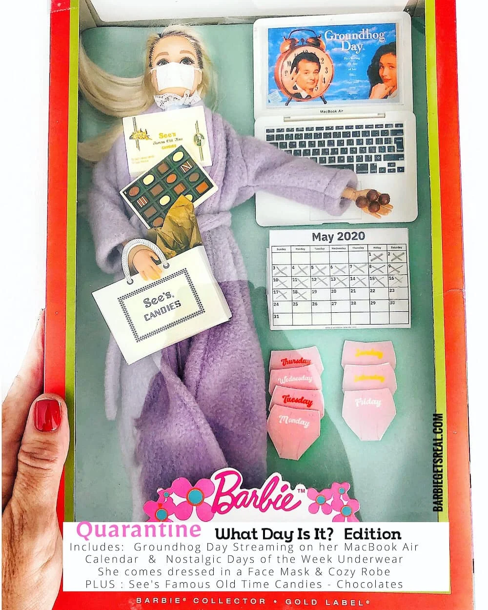 Женщина создала реалистичных кукол Барби, сидящих на карантине – такими их еще не видели - фото 479749