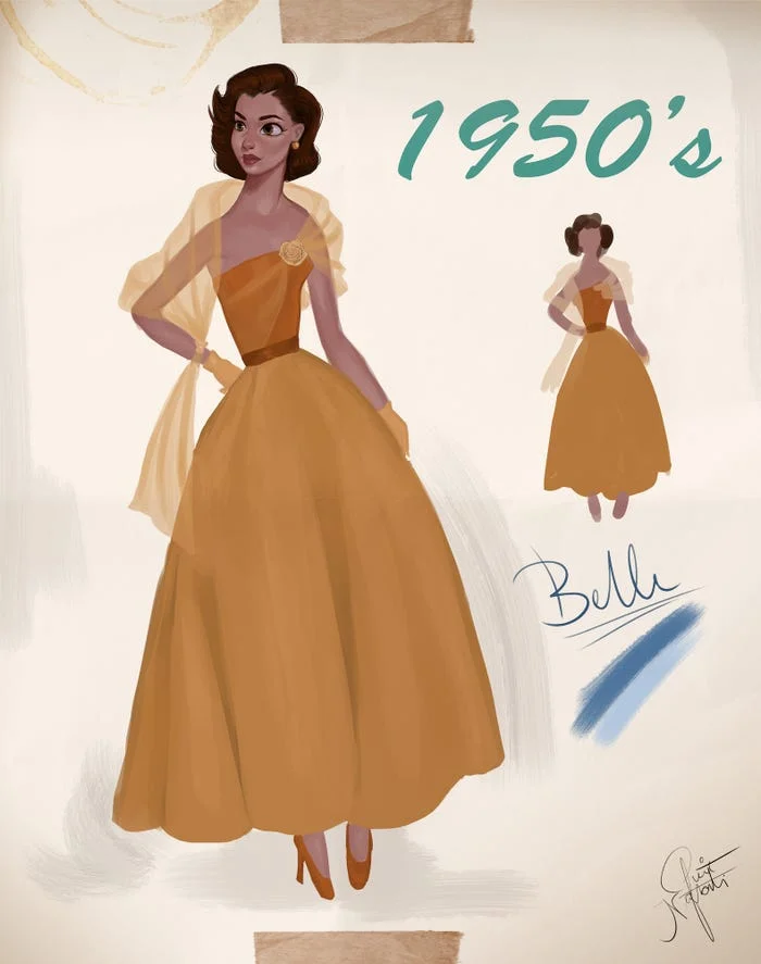 Иллюстратор продемонстрировал, как менялась мода на примерах принцесс Disney - фото 482452