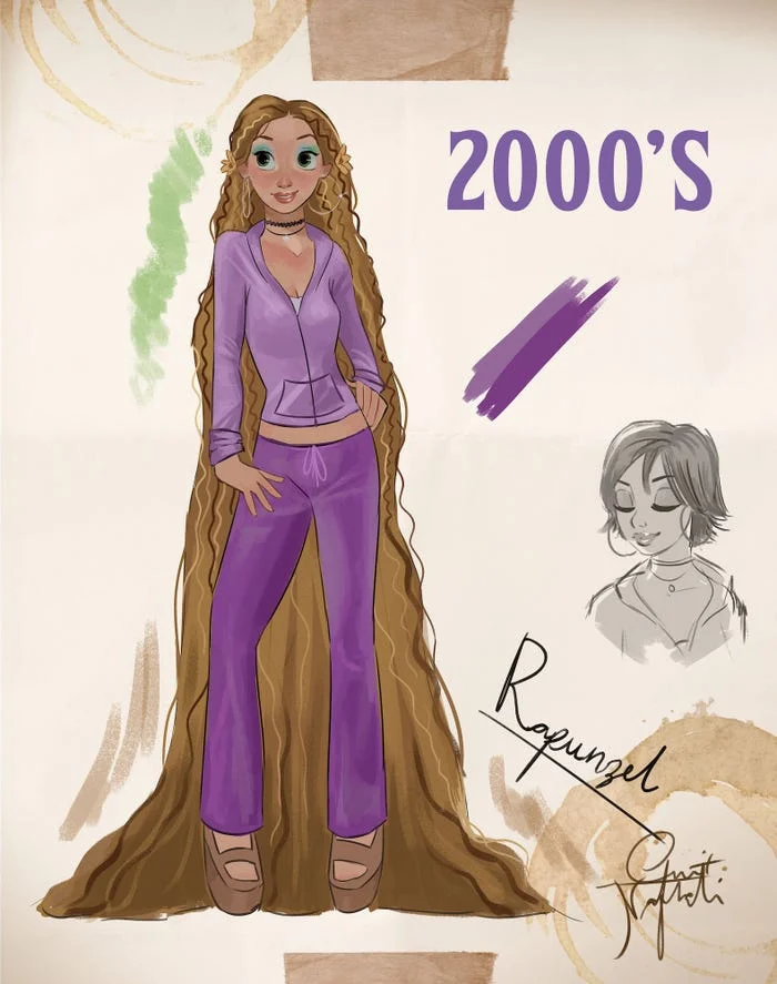Иллюстратор продемонстрировал, как менялась мода на примерах принцесс Disney - фото 482456