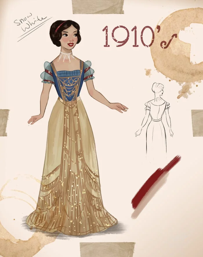 Иллюстратор продемонстрировал, как менялась мода на примерах принцесс Disney - фото 482461