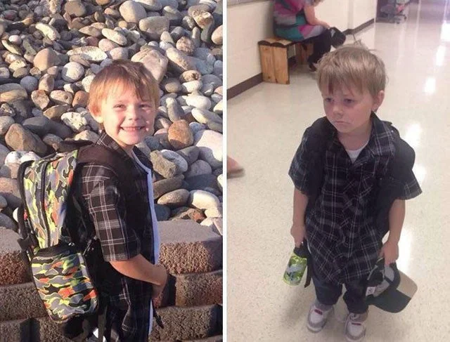 До и после: эпическое фото о первом дне в школе рассмешило интернет - фото 490472