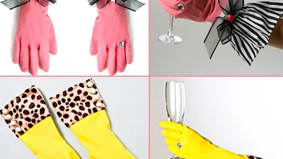 Резиновые перчатки с бантами — стиль в каждый дом