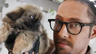 Дима Коляденко одевает модно свою собаку