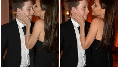  Виктория Бекхэм расцеловала сына на церемонии Harper's Bazaar