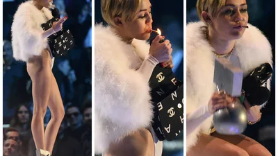 Майли Сайрус покурила травку на сцене MTV Europe Music Awards