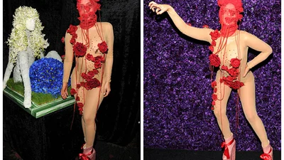 Lady Gaga украсила голое тело розами