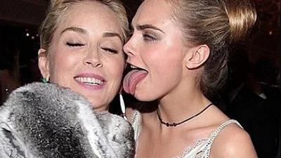 Кара Делевинь облизала Шерон Стоун