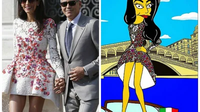 Свадьба мистера и миссис Клуни в стиле Симпсонов