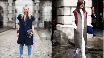 Модное решение: как и с чем носить пальто без рукавов
